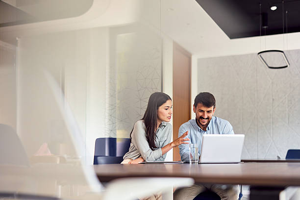 Team working on laptop
